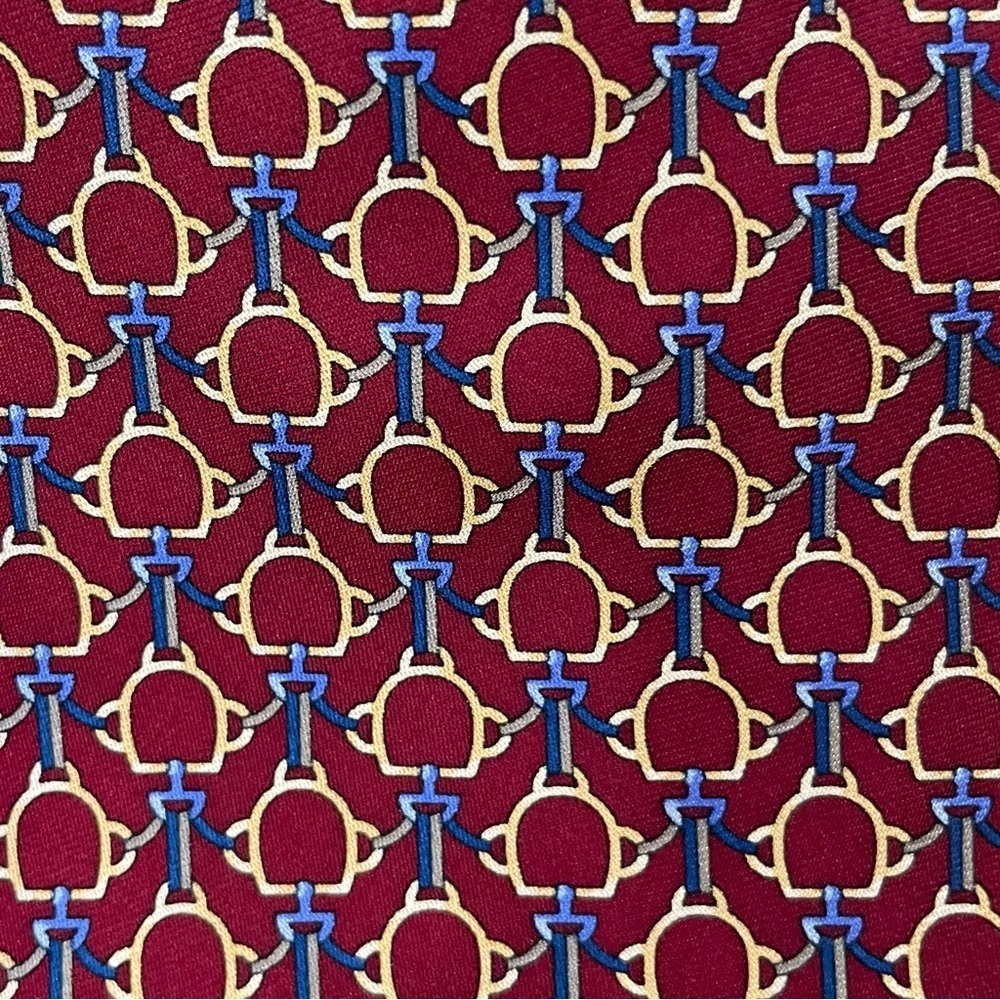 Brooks Basics Pure Silk Tie Red Geometric Print Woven Made in USA. - Picture 3 of 11